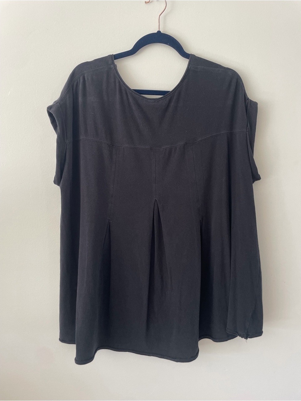 Free People Navy Oversized Flowy Boho Neutral Peasant Cottage Blouse Womens Med - Picture 2 of 2